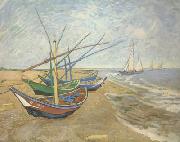 Fishing Boats on the Beach at Saintes-Maries (nn04) Vincent Van Gogh